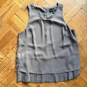 Olive Green Sleeveless Top with Pleated Hem